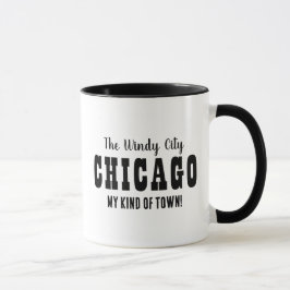 Personalisierte Chicagoer Typografie in Schwarz un Tasse