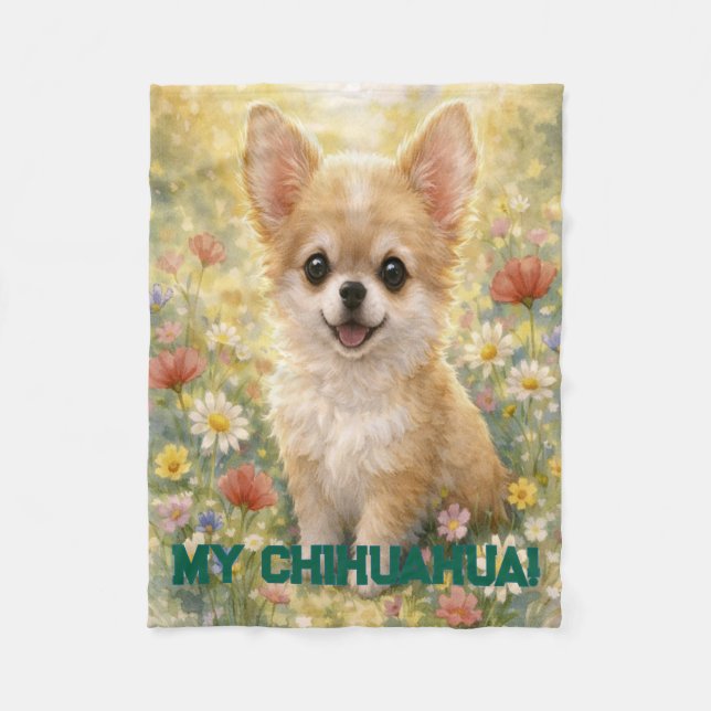 Personalisierte Chihuahua-Welpen-Decke Fleecedecke (Vorderseite)