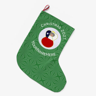 Personalisierte Chile Abuela Engel Weihnachtsflagg Großer Weihnachtsstrumpf