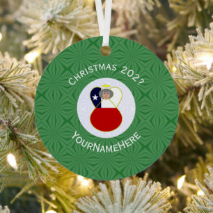 Personalisierte Chile-Oma-Engel-Weihnachtsflagge  Ornament Aus Metall