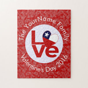 Personalisierte Chile-Rot-LOVE-Flagge Puzzle