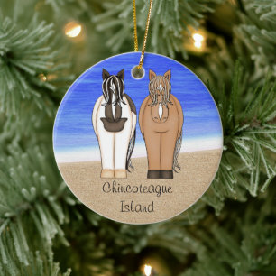 Personalisierte Chincoteague Island Ponies - Pferd Keramikornament