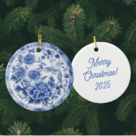 Personalisierte Chinoiserie Blau Weiße Teller Keramik Ornament