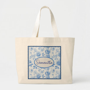 💙 Personalisierte Chinoiserie-Blumen-Muttertags- Jumbo Stoffbeutel