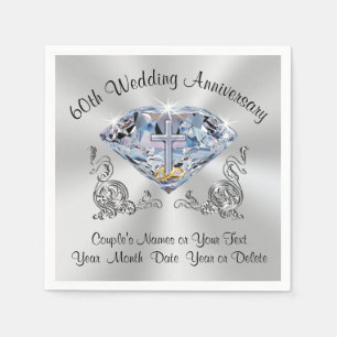 Personalisierte christliche Diamantene Hochzeitsse Serviette