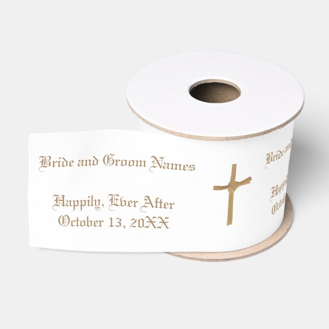 Personalisierte Christliche Gemusterte Hochzeitsfe Ripsband (Spule)