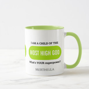 Personalisierte Christliche Superpower Green Monog Tasse