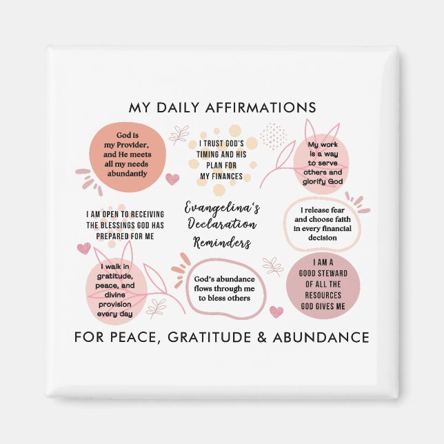 Personalisierte christliche tägliche Affirmations- Magnet (Vorne)