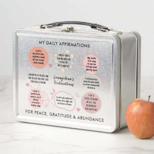 Personalisierte christliche tägliche Affirmations- Metall Brotdose