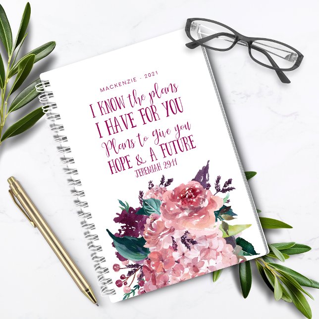 Personalisierte Christliche Verse Planer (Personalized Christian Bible Verse Floral Planner)