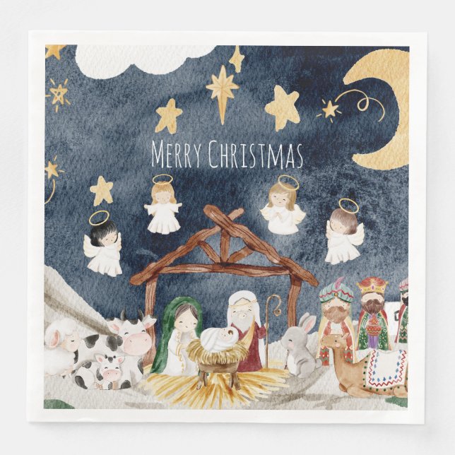 Personalisierte Christliche Weihnachten Kinderkrip Serviette (Vorderseite)