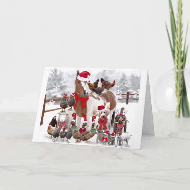 PERSONALISIERTE CHRISTMAS FARM TIERE Grußkarte Karte (Vorderseite)