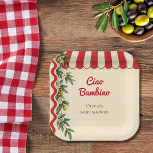 Personalisierte Ciao Bambino italienische Babypart Pappteller