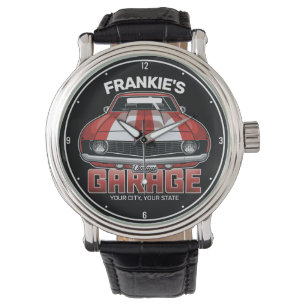 Personalisierte Classic American Muscle Car Garage Armbanduhr