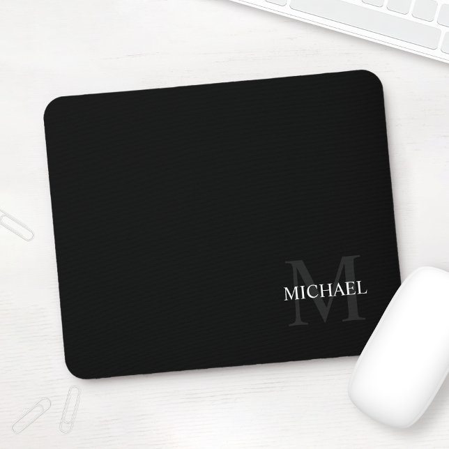 Personalisierte Classic Monogramm und Name Schwarz Mousepad (Von Creator hochgeladen)