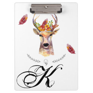 Personalisierte Clip Board boho Hirsch Buck Kopf B Klemmbrett