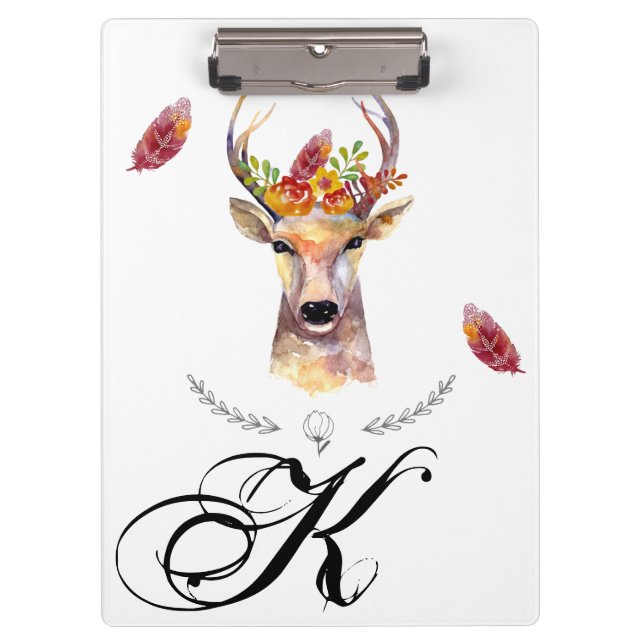 Personalisierte Clip Board boho Hirsch Buck Kopf B Klemmbrett (Vorderseite)