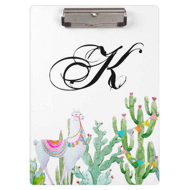 Personalisierte Clip Board Boho Llama Bohemisch Ca Klemmbrett (Vorderseite)