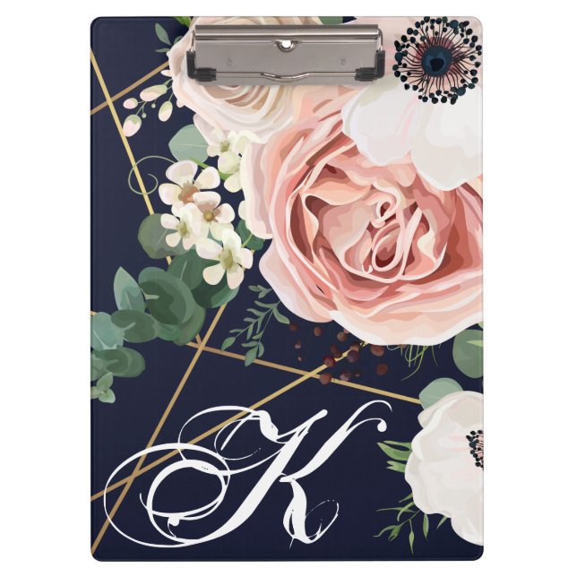 Personalisierte Clip Board Geometric Garden Rose N Klemmbrett (Vorderseite)