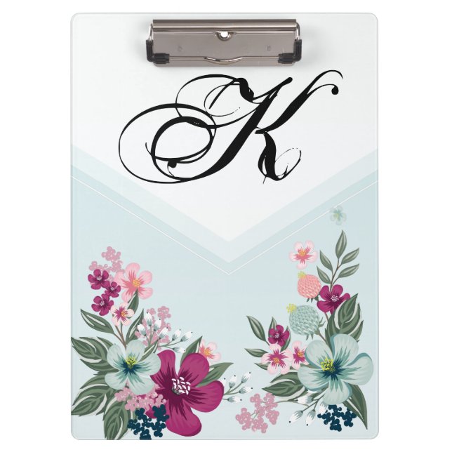 Personalisierte Clip-Board Tropische Blume auf Blu Klemmbrett (Vorderseite)