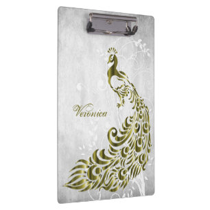 Personalisierte Clipboard für Gold Peacock Klemmbrett