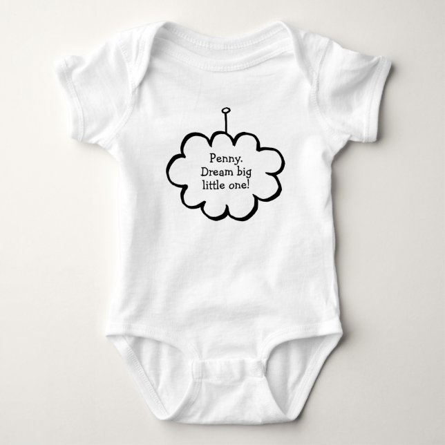 Personalisierte Cloud auf einer Zeichenfolge Baby Strampler (Vorderseite)