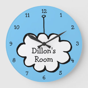 Personalisierte Cloud auf einer Zeichenfolge Große Wanduhr