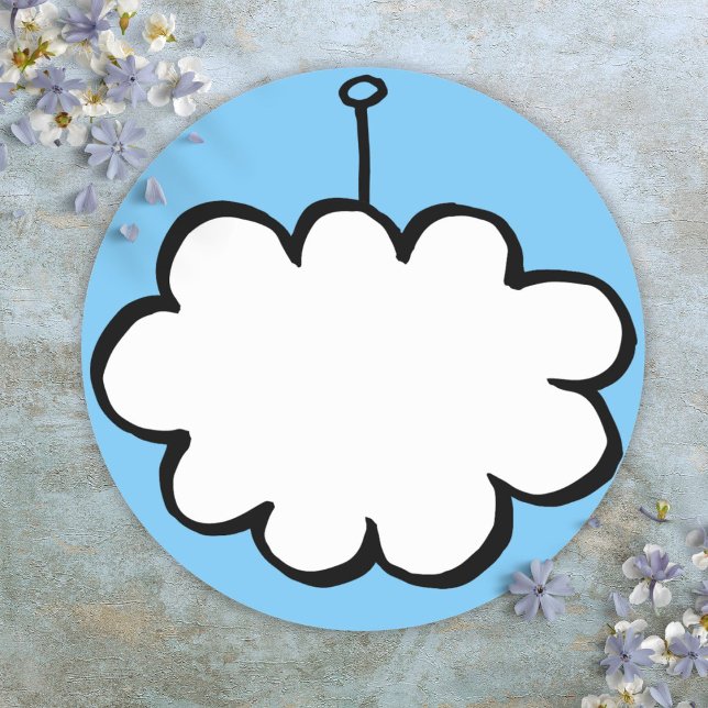 Personalisierte Cloud auf einer Zeichenfolge Runder Aufkleber (Personalized Cloud on a String Classic Round Sticker)