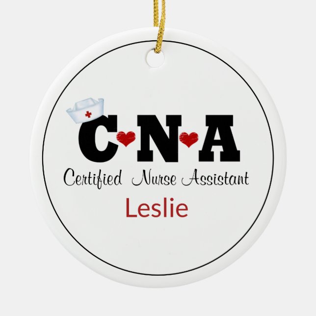 Personalisierte CNA Nurse Weihnachtsfeier Keramik Ornament (Vorne)