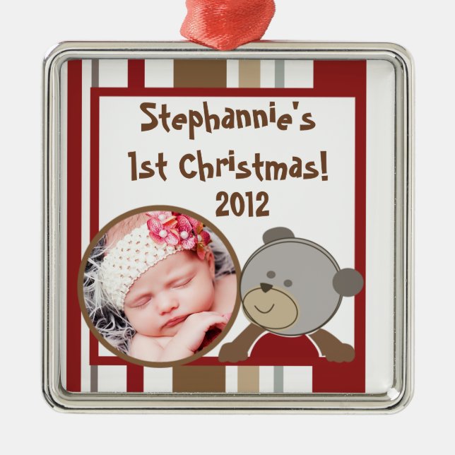 Personalisierte Cocalos-Buttons Silbernes Ornament (Vorne)