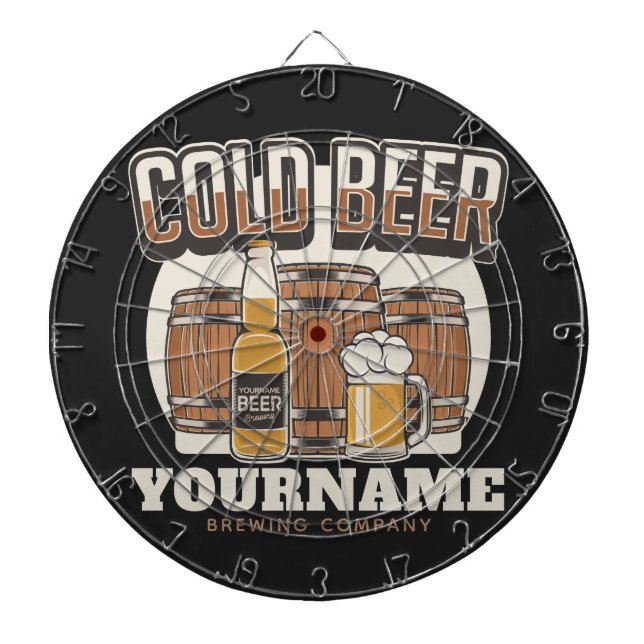 Personalisierte Cold Beer Oak Barrel Brauerei Dartscheibe (vorne)