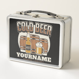 Personalisierte Cold Beer Oak Barrel Brauerei Metall Brotdose