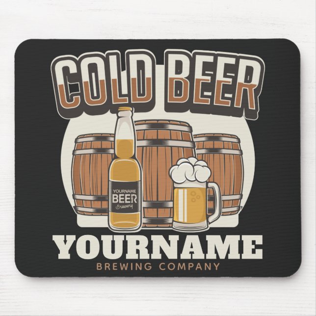 Personalisierte Cold Beer Oak Barrel Brauerei  Mousepad (Vorne)