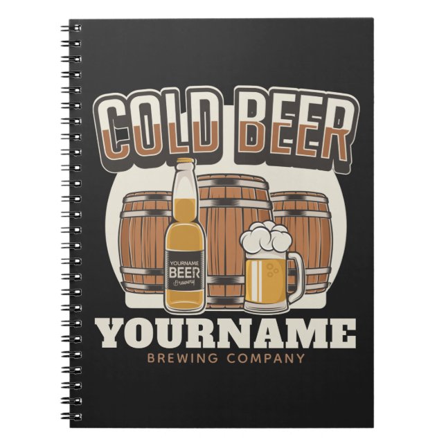 Personalisierte Cold Beer Oak Barrel Brauerei Notizblock (Vorderseite)