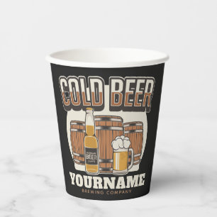 Personalisierte Cold Beer Oak Barrel Brauerei Pappbecher