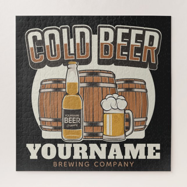 Personalisierte Cold Beer Oak Barrel Brauerei Puzzle (Vertikal)