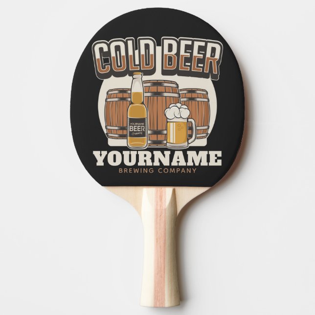 Personalisierte Cold Beer Oak Barrel Brauerei  Tischtennis Schläger (Vorderseite)
