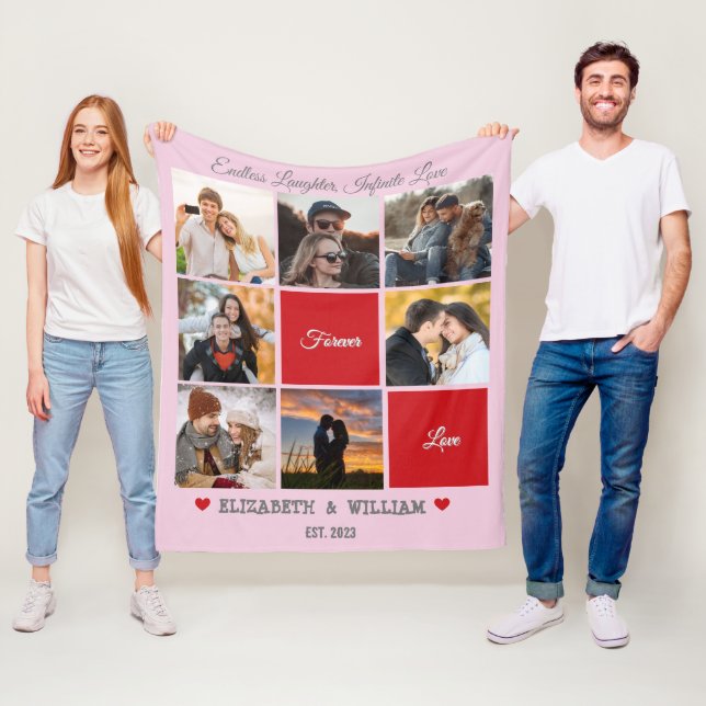 Personalisierte Collage Blanket - Rosa Version Fleecedecke (Beispiel)