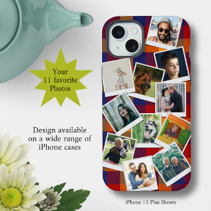 Personalisierte Collage mit 11 Fotos iPhone 15 Plus Hülle