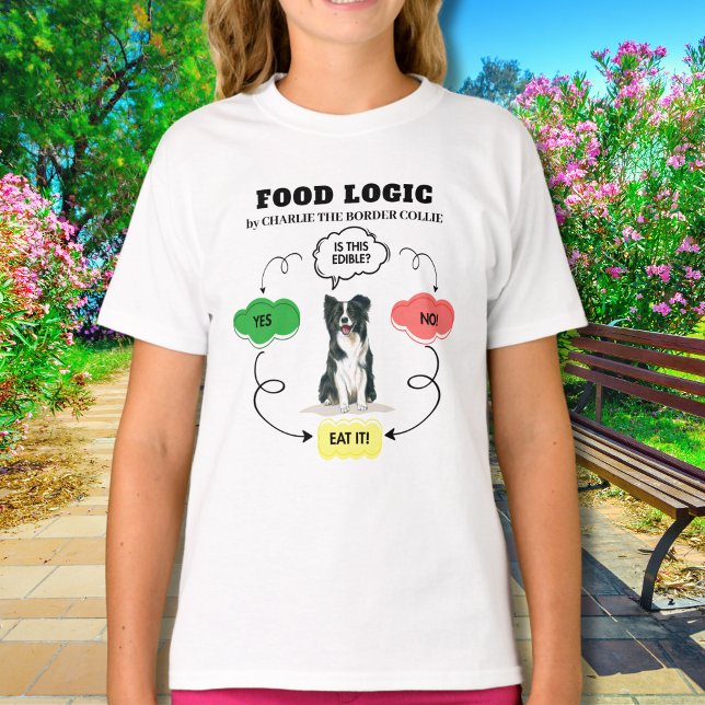 Personalisierte Collie Food-Logik T-Shirt (Add pet name or other text to personalize.  Matching items available in collection)