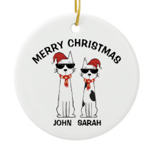Personalisierte Coole Katze Frohe Weihnachten