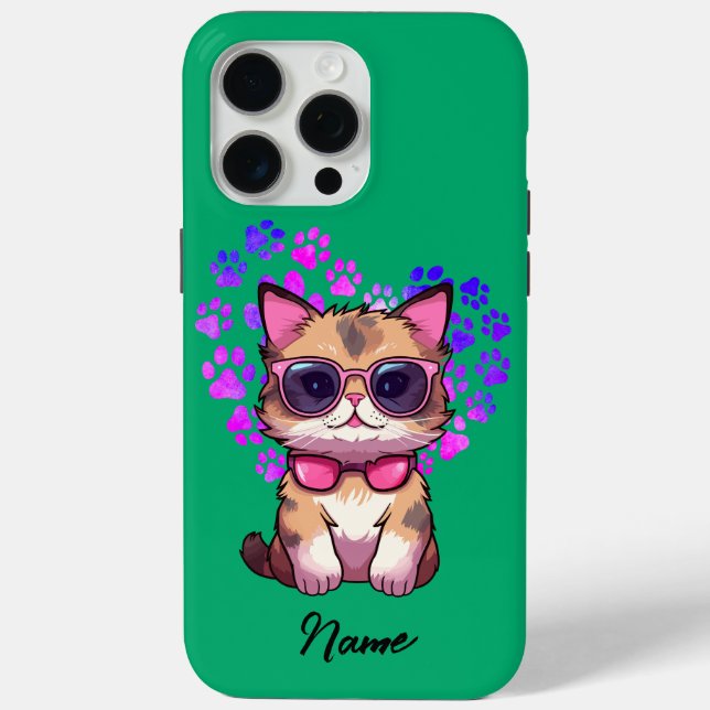 Personalisierte Coole Katze in Sonnenbrillen Fall Case-Mate iPhone Hülle (Rückseite)