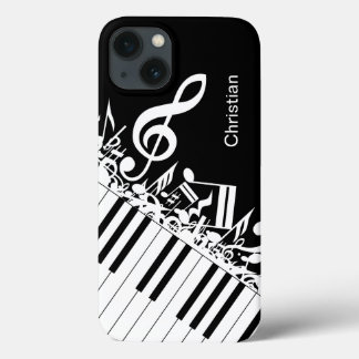 Personalisierte coole Musiknotizen und Klaviertast iPhone 13 Hülle