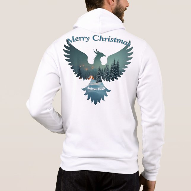 Personalisierte Coole Phoenix-Weihnachtslandschaft Hoodie (Rückseite)
