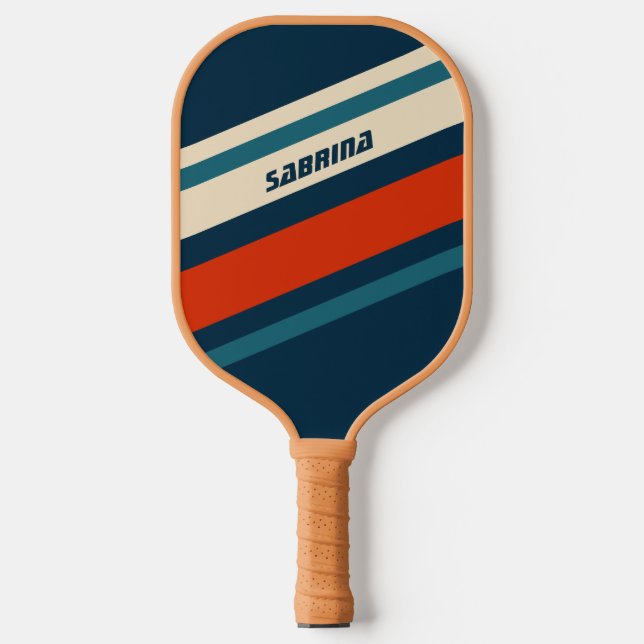 Personalisierte Coole Retro Rot Weiß & Blau Pickleball Schläger (Vorderseite)
