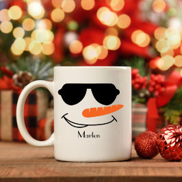 Personalisierte Coole Sonnenbrille Snowman Kaffeetasse