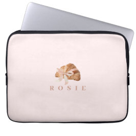 Personalisierte Coquette Croissant Pink Ribbon Laptopschutzhülle
