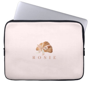 Personalisierte Coquette Croissant Pink Ribbon Laptopschutzhülle