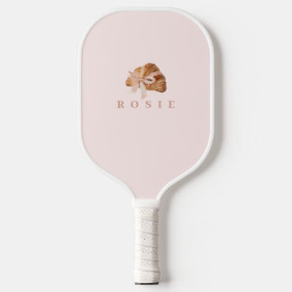 Personalisierte Coquette Croissant Pink Ribbon Pickleball Schläger