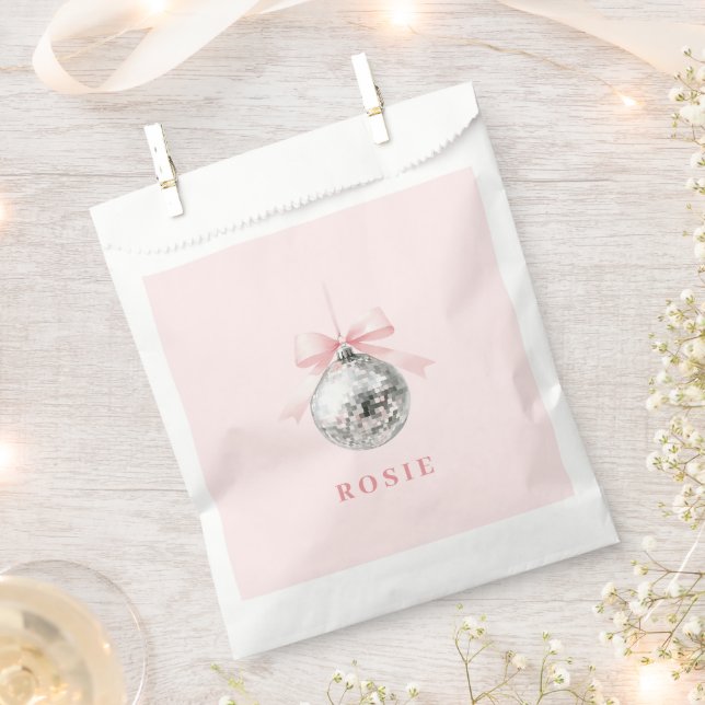 Personalisierte Coquette Diskothek Ball Rosa Band Geschenktütchen (Ausgeschnitten)